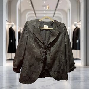 Armani Collezioni Vintage jacquard tie-front evening Black Floral Blazer /Italy